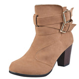 2017 New Woman Martin boots PU Leather Thick heels Ankle Boots for  Autumn Winter Fashion zipper buckle shoes - RaysJewelry&more