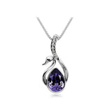 Beautiful Women's Girls Silver Plated Crystal Swan Pendant Necklace Chain - RaysJewelry&more
