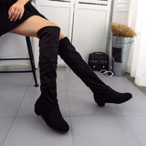 Women Winter Autumn Flat Boots Shoes High Leg Suede Short Long Boots - RaysJewelry&more
