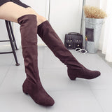 Women Winter Autumn Flat Boots Shoes High Leg Suede Short Long Boots - RaysJewelry&more