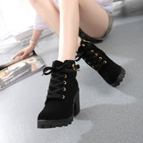 Womens Fashion High Heel Lace Up Ankle Boots Ladies Buckle Platform Shoes - RaysJewelry&more
