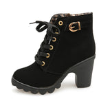 Womens Fashion High Heel Lace Up Ankle Boots Ladies Buckle Platform Shoes - RaysJewelry&more