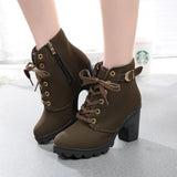 Womens Fashion High Heel Lace Up Ankle Boots Ladies Buckle Platform Shoes - RaysJewelry&more