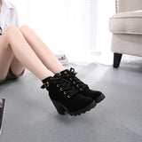 Womens Fashion High Heel Lace Up Ankle Boots Ladies Buckle Platform Shoes - RaysJewelry&more
