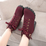 Womens Fashion High Heel Lace Up Ankle Boots Ladies Buckle Platform Shoes - RaysJewelry&more