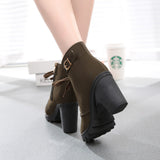 Womens Fashion High Heel Lace Up Ankle Boots Ladies Buckle Platform Shoes - RaysJewelry&more