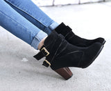 Women Belt Buckle Ladies Faux Boots Ankle Boots High Heels Martin Shoes - RaysJewelry&more
