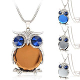 Women Owl Pendant Diamond Sweater Chain Long Necklace Jewelry - RaysJewelry&more