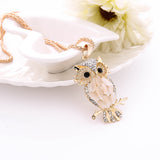 Fashion Women Colorful owl Crystal    Rhinestone Cute Pendant Sweater Necklace - RaysJewelry&more