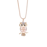 Fashion Women Colorful owl Crystal    Rhinestone Cute Pendant Sweater Necklace - RaysJewelry&more