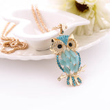 Fashion Women Colorful owl Crystal    Rhinestone Cute Pendant Sweater Necklace - RaysJewelry&more