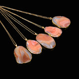 1PC Natural Stone Crystal  Rock Necklace Gold Plated Quartz Pendant - RaysJewelry&more
