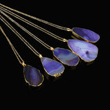 1PC Natural Stone Crystal  Rock Necklace Gold Plated Quartz Pendant - RaysJewelry&more