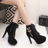 Women Sexy High Heels Platform Ankle Boots Thin Heel Lace-Up Boots Shoes - RaysJewelry&more