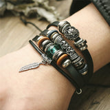 IF ME Design Turkish Eye Leather Bracelet For Men Woman Multiple Layer Feather Bracelet Fashion Wristband Party Jewelry Gift - RaysJewelry&more