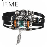 IF ME Design Turkish Eye Leather Bracelet For Men Woman Multiple Layer Feather Bracelet Fashion Wristband Party Jewelry Gift - RaysJewelry&more